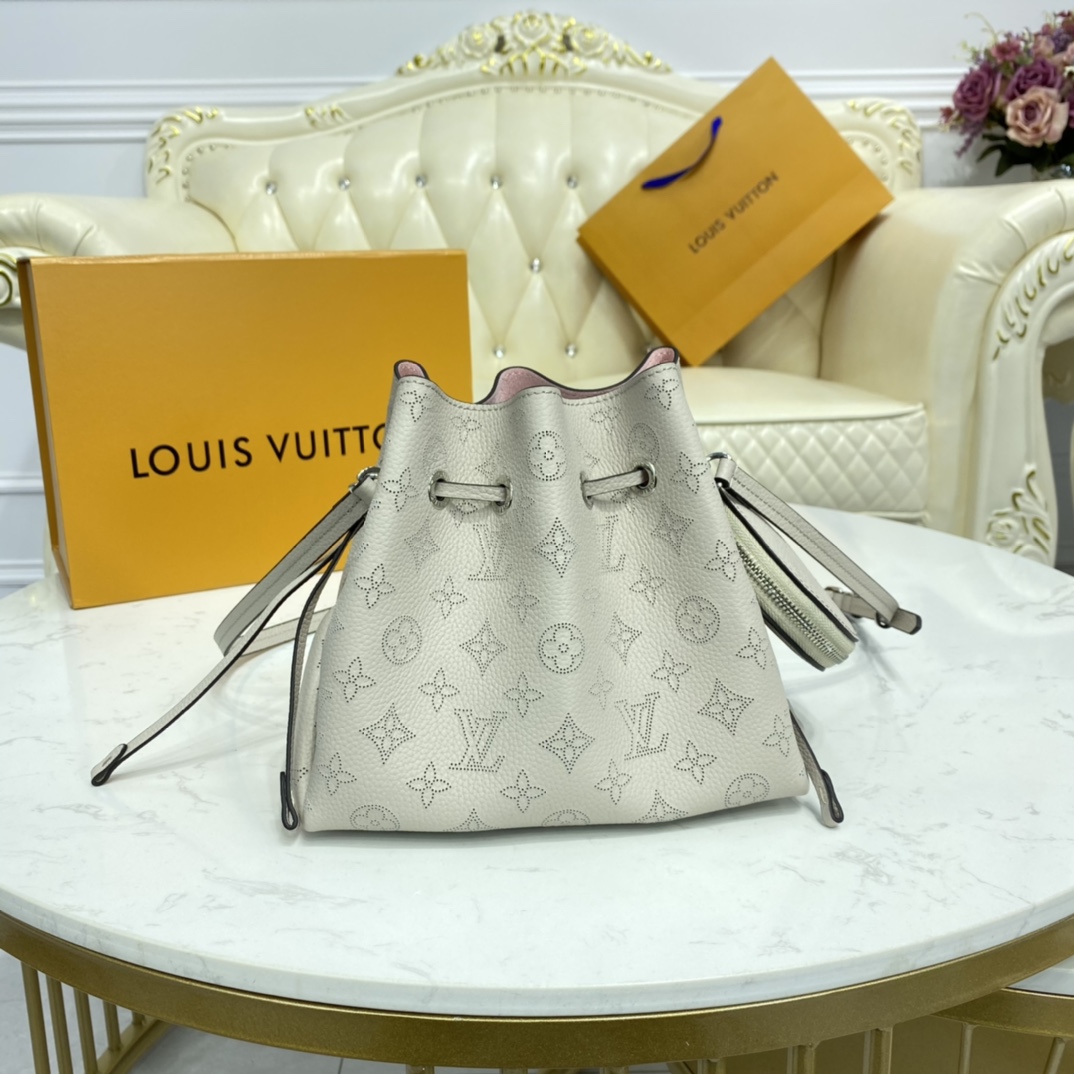 Louis Vuitton BELLA Mahina Leather Handbag M58480 Snow White